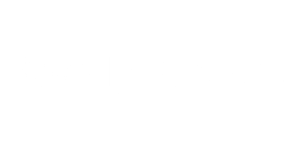 The image features the text "Beverly Gardens" in white against a black background.